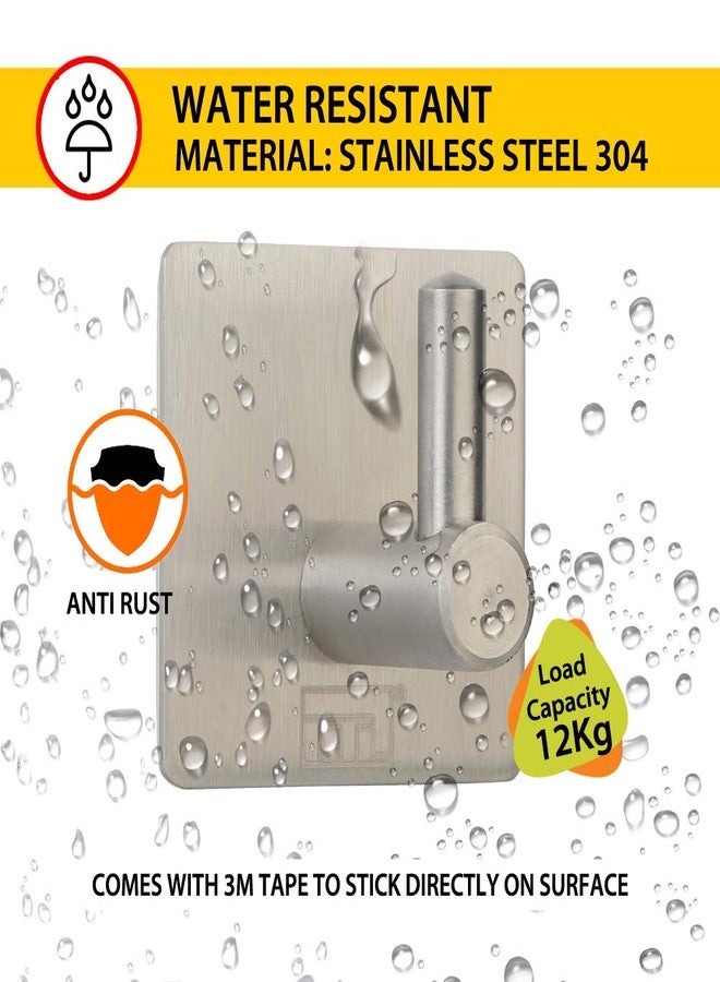 BTL Self Adhesive Hooks for Wall, 12Kg Load Capacity, Stainless Steel 304 Wall Hangers, Waterproof Rustproof Oilproof for Kitchen, Bathroom, Doors, Office - BHK-7 - Image 2